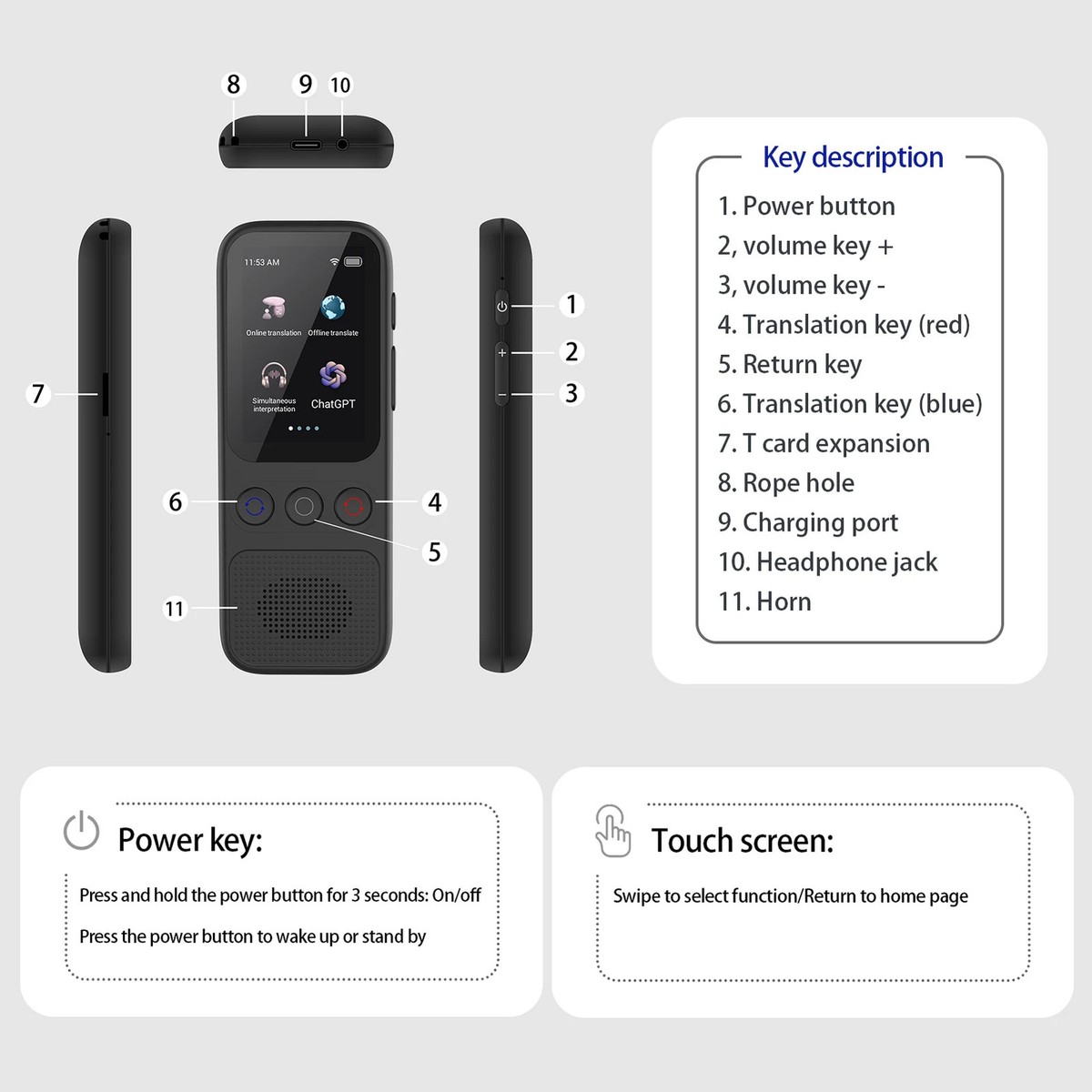 AI Translator Device with 138 Languages Voice Translating 17