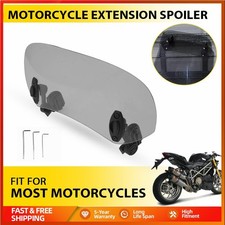 Smoke Motorcycle Windshield Clip Extension Spoiler Wind Deflector Adjustable UK