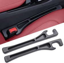 Car Seat Gap Filler 2 Pack, No Drop Guard for Cars Black with Dual Slot 
