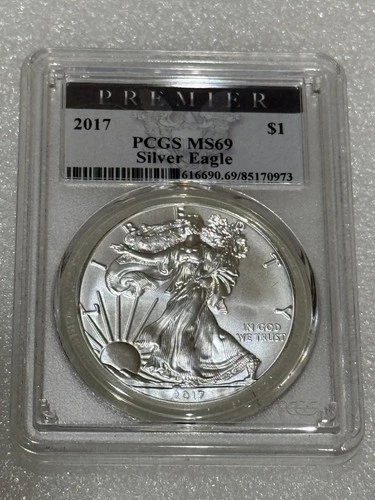 2017 Silver Eagle PCGS MS69 ~~ Premier Label ~~ No Spots (973)