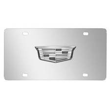 Cadillac Crest 3d Chrome Metal Logo On Chrome Stainless Steel License Plate