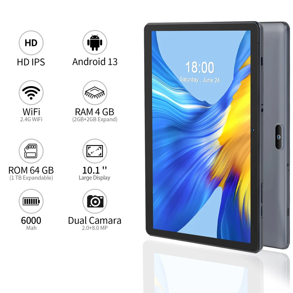 Android 10 Tablet 10.1 Inch 2GB RAM 64GB ROM Quad Core Processor HD IPS Screen - Image 4 of 4