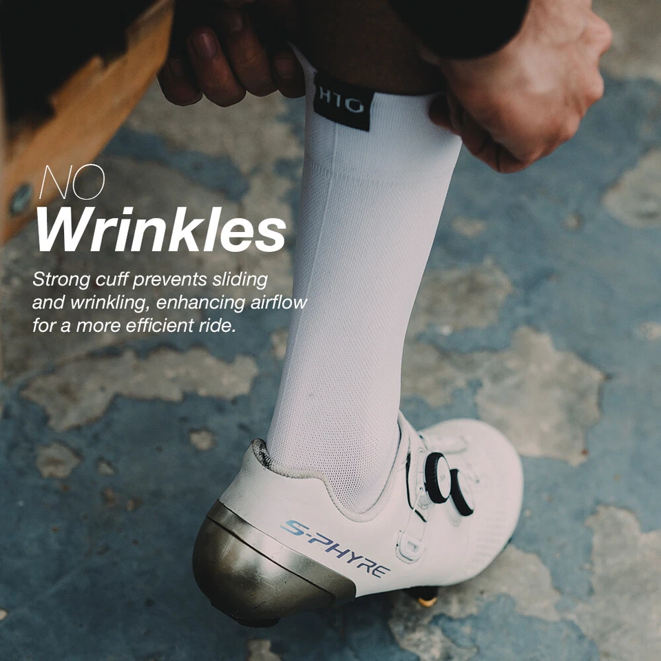 H10 - Calcetines de ciclismo Crew, ajuste de compresión, antiarrugas Foto 3 de 4