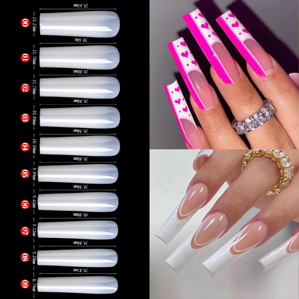 500 Pcs XXL Nail Tips Extra Long Straight Square Tips C Curve Half Cover  False Nails Acrylic Salon Art Gel UV Fake Tip - Etsy