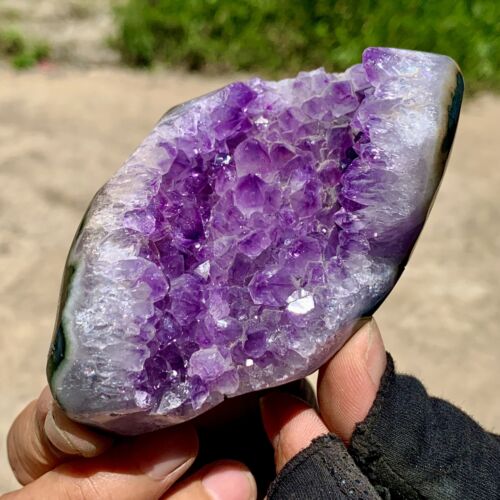 Geoda de amatista natural 290G cuarzo racimo cristal espécimen curación - Imagen 5 de 22