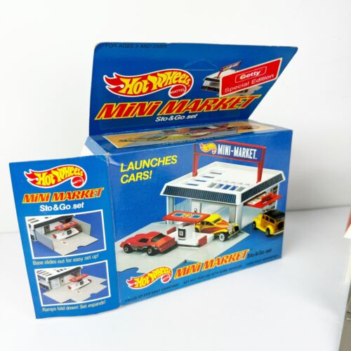Set Sto&Go Vintage Hot Wheels Edizione Speciale Getty Station Mini Market con Auto - Foto 13 di 17