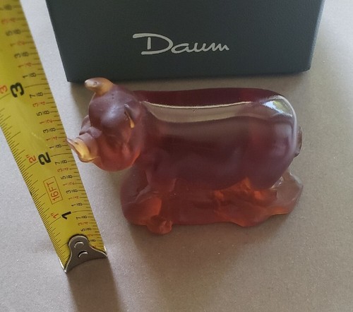 Beautiful Daum France amber crystal Pig figurine - Picture 7 of 12