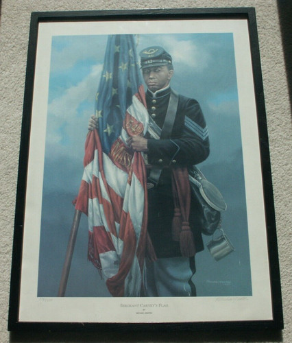 “Sergeant Carney's Flag” Michael GNATEK Framed Civil War 54th Mass Lithograph