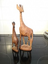 Hand Carved African Wooden Giraffe. Retro Ethnic Artisan Animal Ornaments 