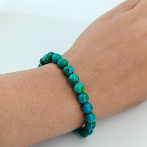 Türkis Perlen handgefertigt dehnbar heilend Reiki Yoga Armband für Frauen, Männer - Bild 10 von 20