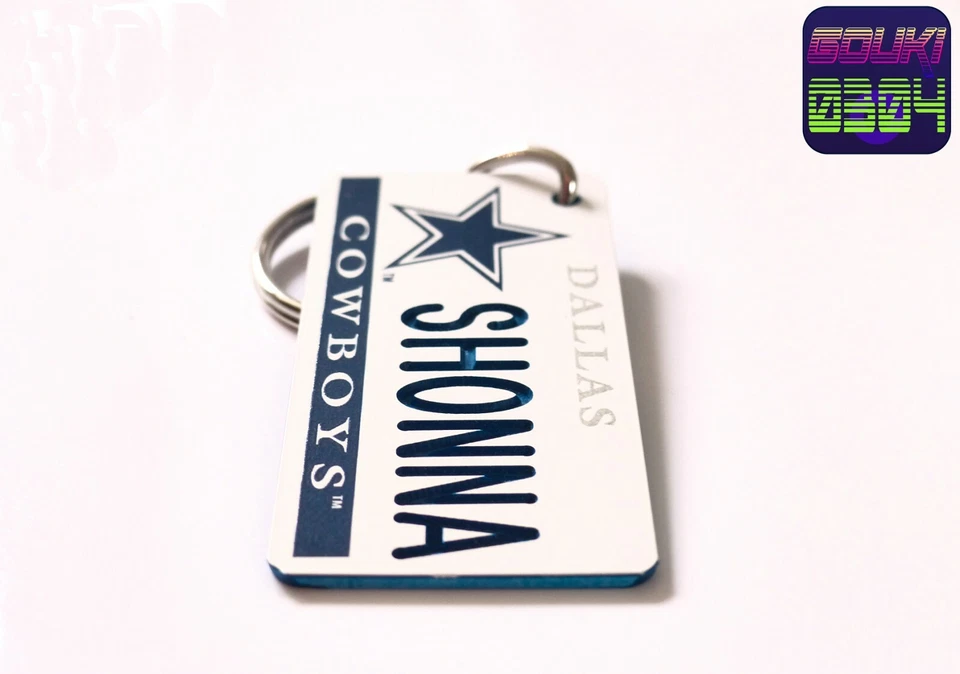 Personalized Dallas Cowboys Keychain Tag - Custom Engraved Any Name Text - NFL - Image 3 of 4