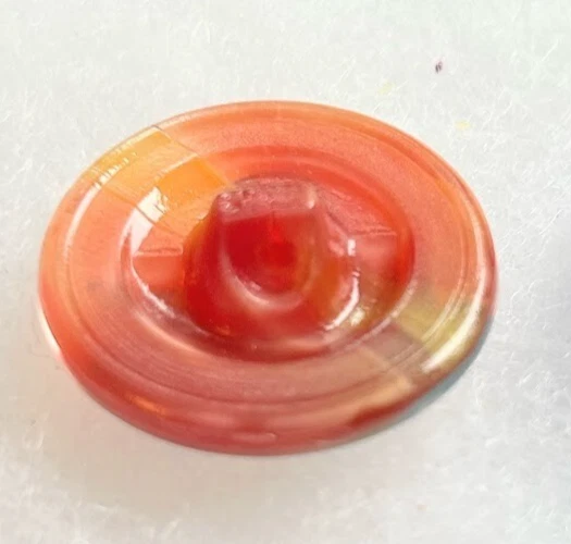 Чешское стекло Moonglow лебедь. Оранжево-красный с серебряным блеском и цветной краской. 1 дюйм - Изображение 2 из 2