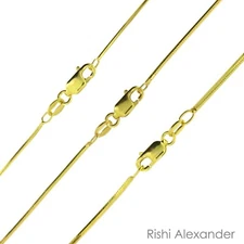 925 Sterling Silver Gold-Plated Diamond Cut Snake Chain Necklace All Sizes