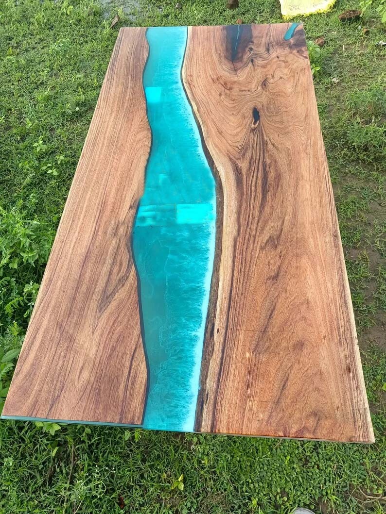 Handmade Acacia Wood & Epoxy Resin Dining or Coffee Table Decor  -image