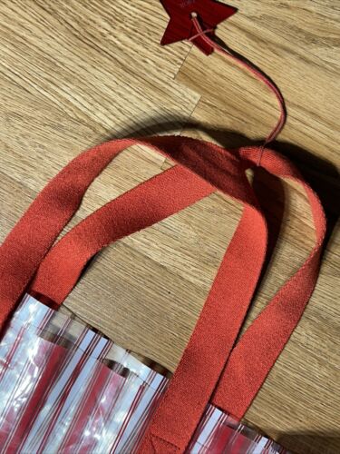 Christian Dior trasparent red stripes Shopping Bag Rare Glam Designer Beach Y2K - Picture 7 of 8