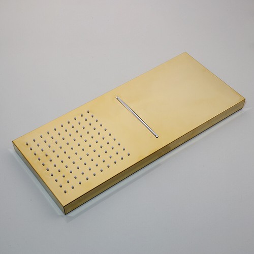 Cabezal de ducha de lluvia ultrafino de acero inoxidable dorado rectangular montado en la pared - Imagen 6 de 6