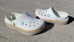 kids crocband rainbow glitter