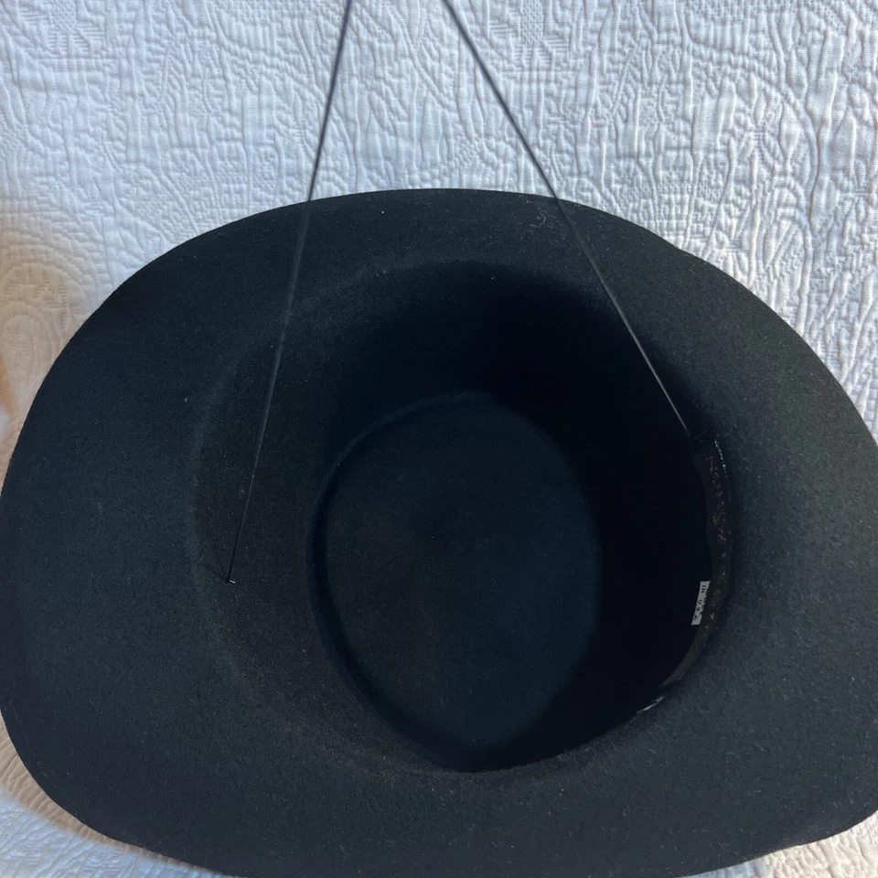 De Colección Whittall & Shon Tapiz de Lana Estampado Floral Sombrero EE. UU. Negro/Cuerda de Mentón Foto 4 de 4