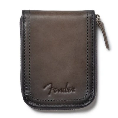 FENDER (80e anniversaire) Porte-monnaie Gris Portefeuille Cuir Véritable Neuf - Photo 1/4