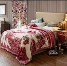 Korean Mink Fleece Organic King Blanket, 2 Ply Reversible Silky Soft Plush Warm