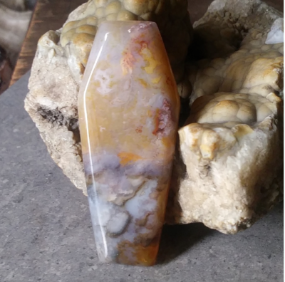 OOAK Coffin cabochon Regency Rose Graveyard Point Plume Agate