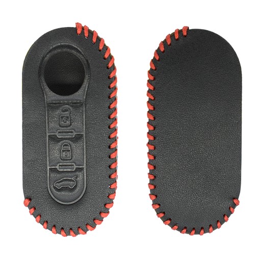 LEATHER FLIP KEY COVER FOB CASE SHELL PROTECTOR FOR FIAT 500L DUCATO BRAVA DELTA - Picture 4 of 10