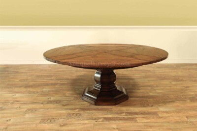 Rustic Round Solid Walnut Dining Table with Reclaimed Wood Distressing