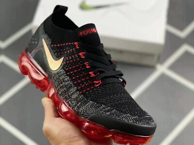 Nike Air VaporMax Flyknit 2 Men's classic black/red shoes size 8-11