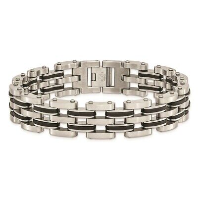 Chisel Men's Stainless Steel Black Rubber 8.5-inch Bracelet Chisel Men's Stainless Steel Black Rubber 8.5-inch Bracelet