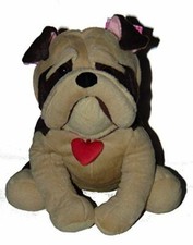 Plush Dark St. Bernard Dog Stuffed Animal Medium Size 15 inches tall NEW