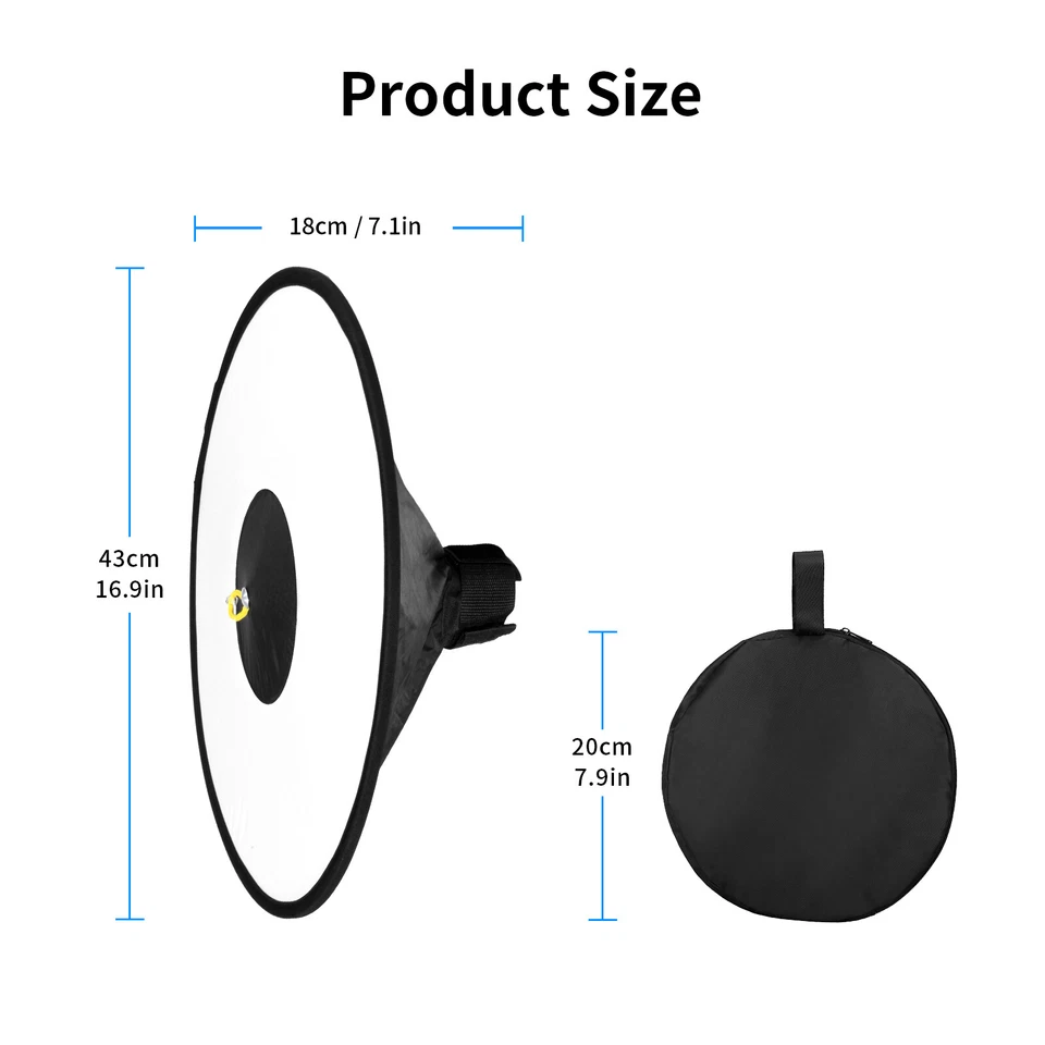 44cm Easy-Fold Flash Round Ring Diffuser Reflector Universal Speedlite Softbox - Image 3 of 4
