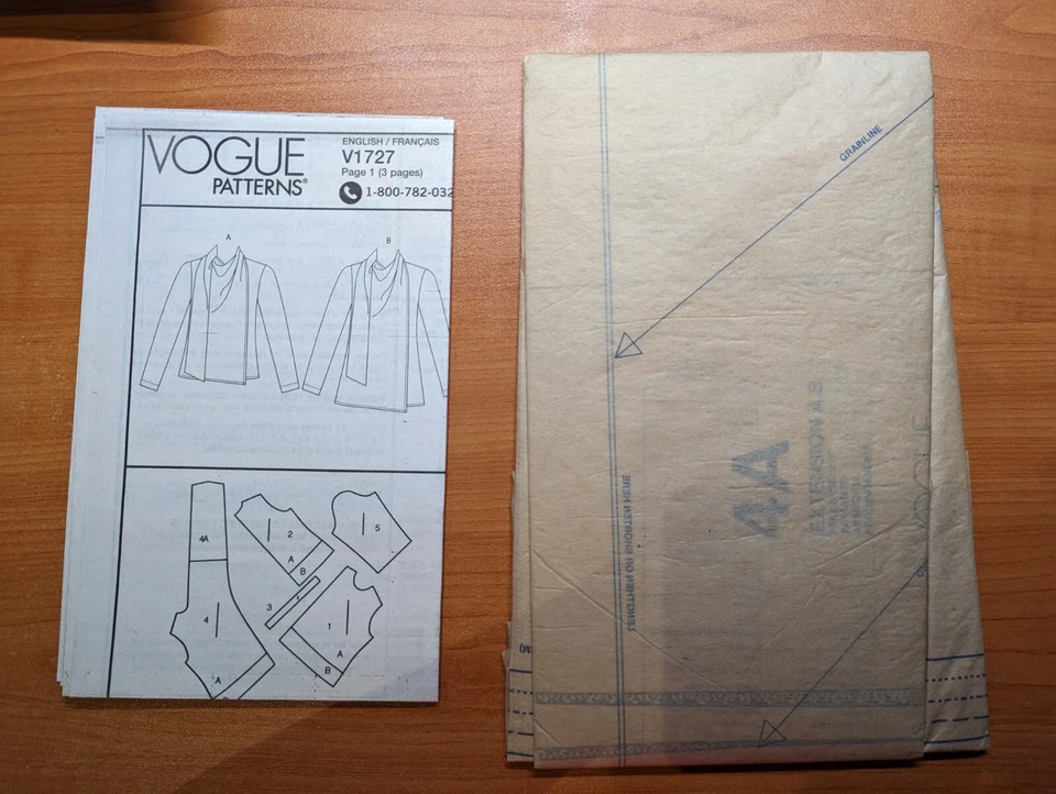 VOGUE Pattern V1727 Size F5 16-24 Misses Fitted Bias Cut Blouse Top Scarf Uncut - Image 3 of 3