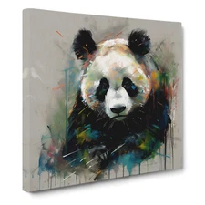 Panda Gestural Art No.3 Canvas Wall Art Print Framed Picture Decor Dining Room