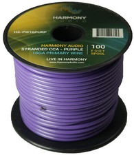 Harmony Car Primary 16 Gauge Power or Ground Wire 100 Feet Spool Purple Cable