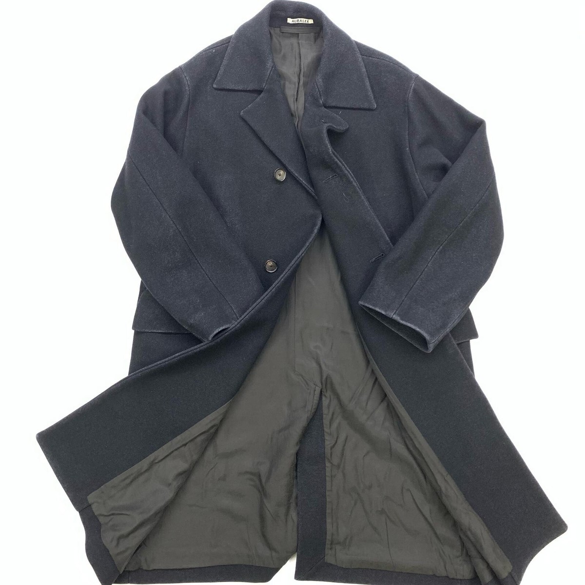 AURALEE オーラリー WOOL SILK MELTON COAT Auralee Wool Silk Melton Dark Navy Coat Size 3 Stylish Used