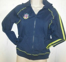 Capezio Screen printed jacket Gold Fleur De Lis green stripe Navy zipup Ladies