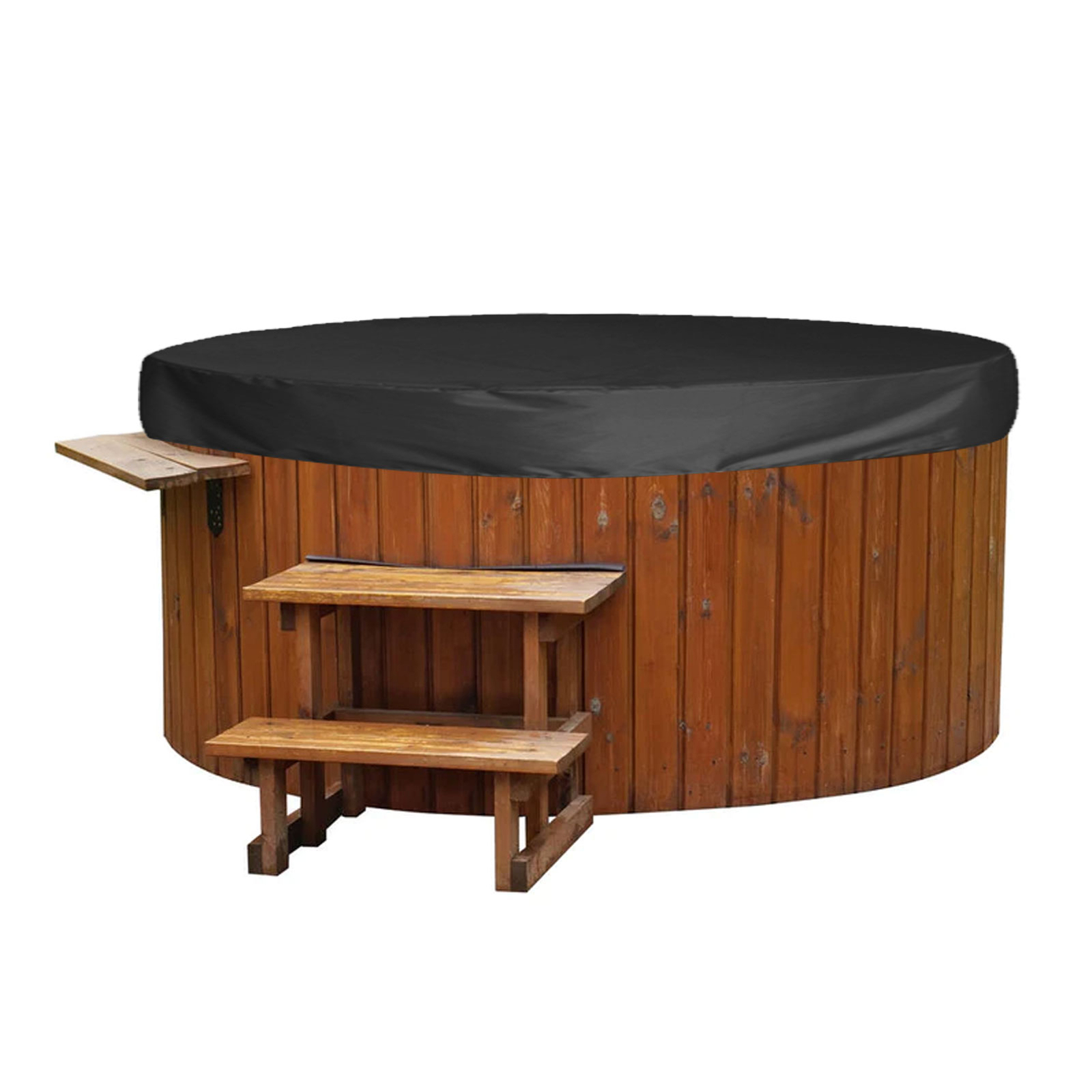 (Black)Hot Tub Cover Round Tear Proof Polyester Hot Tub Cover For
