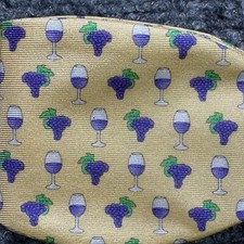 Alynn Bow Tie Mens Yellow Wine and Grape Print Silk Adjustable Made in USA NEW