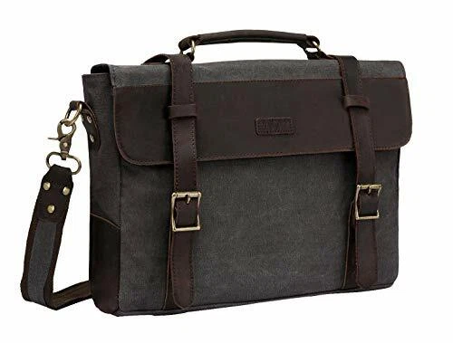 Vaschy Vintage Canvas Leather Messenger Bag School Shoulder Bag