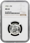 1952 Washington Quarter NGC MS-65
