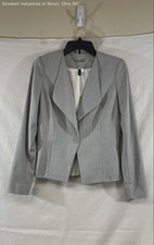 White House Black Market Women's Gray Peplum Hem Blazer Jacket Textured Sz 2