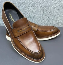 JOHNSTON & MURPHY Shoes Mens 11 M Brown Leather Penny Loafers Dress Casual Italy