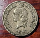 1886 Colombia Five 5 Centavos Coin KM# 183 Lot D4-9 Within Wreath Large Top 5 — photo 2