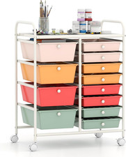 12 Drawer Rolling Cart with Drawers, Storage Organizer Cart for Classroom Office