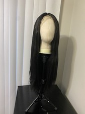 Natural Long Middle Part 28 inch Lace Front Wig Soft Black Yaki Kinky Straight