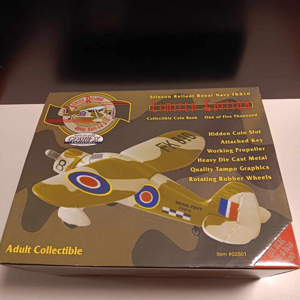 Gearbox Stinson reliant Royal Navy FK 810 limited edition Airplane Coin Bank - Image 3 of 4