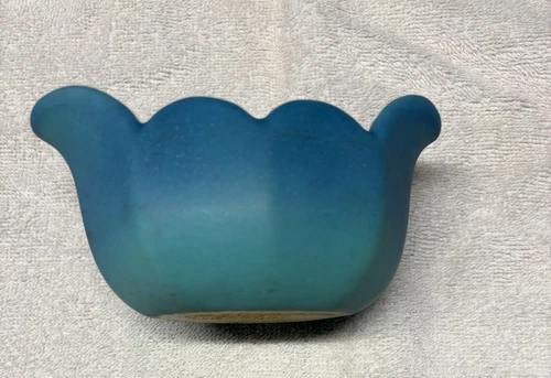 VAN BRIGGLE Vintage Art Pottery Scalloped Tulip Bowl Vase Dish - 5.25"
