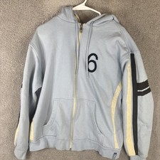 Puma Hoodie Mens Large Blue Full Zip Fleece Sweatshirt Number 6 Graphic Logo