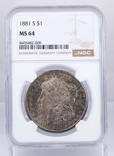 Certified 1881-S Morgan Silver Dollar NGC MS64 Original Toning $1