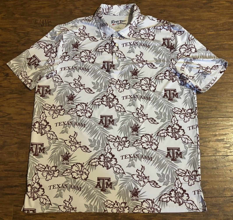 REYN SPOONER TEXAS A&M AGGIES GIG EM COLLEGE MENS PERFORMANCE POLO Sz XL Spandex